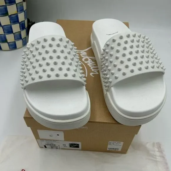 Men's Christian Louboutin studded Pool slides size 45 made in Italy - Picture 1 of 9